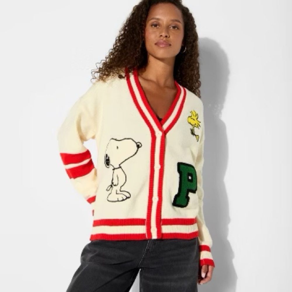 Target Cream and Red V-Neck Sweater